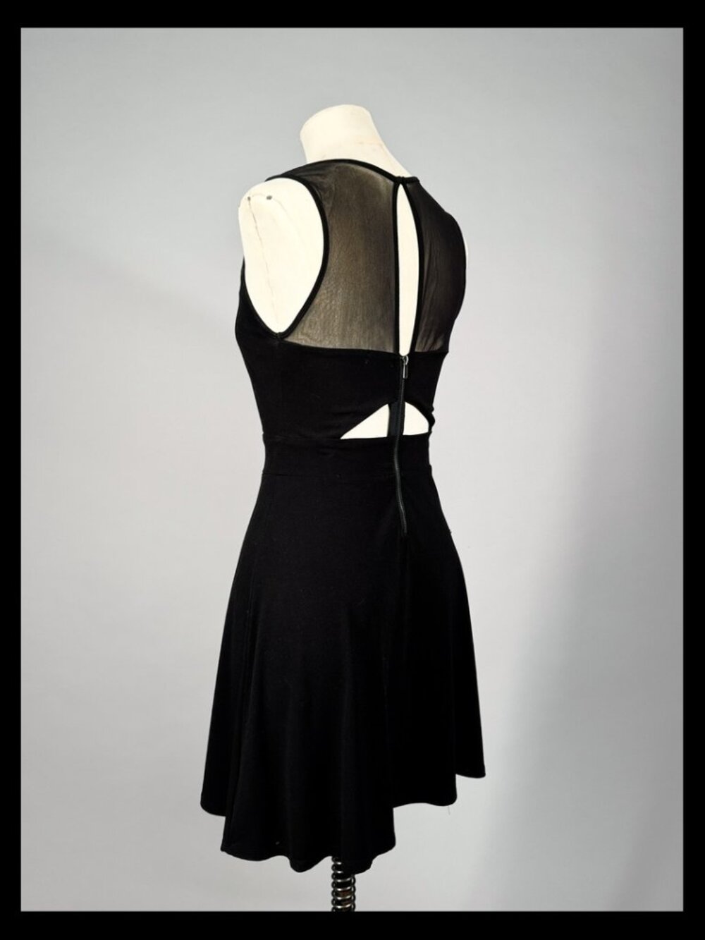 Silence + Noise Black Mesh Cutout Mini Dress Size Medium - Picture 5 of 6